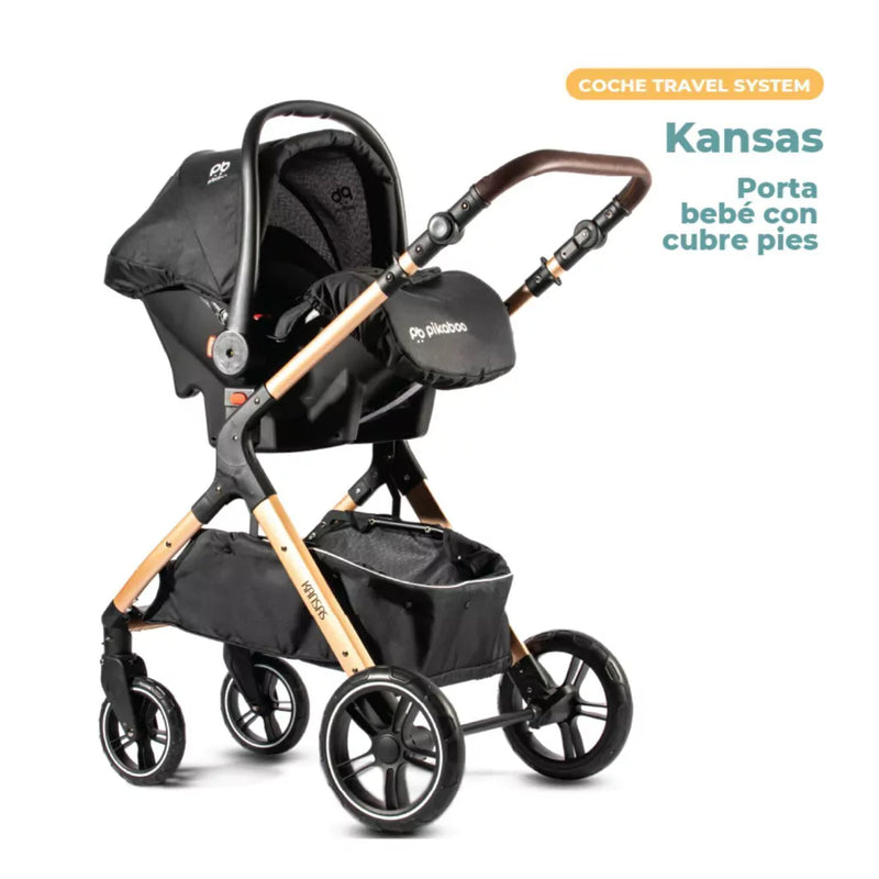 Coche Cuna Travel System Pikaboo Kansas Negro