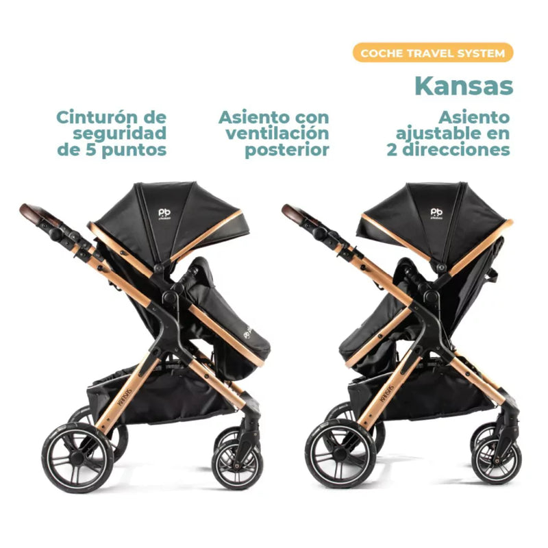 Coche Cuna Travel System Pikaboo Kansas Negro