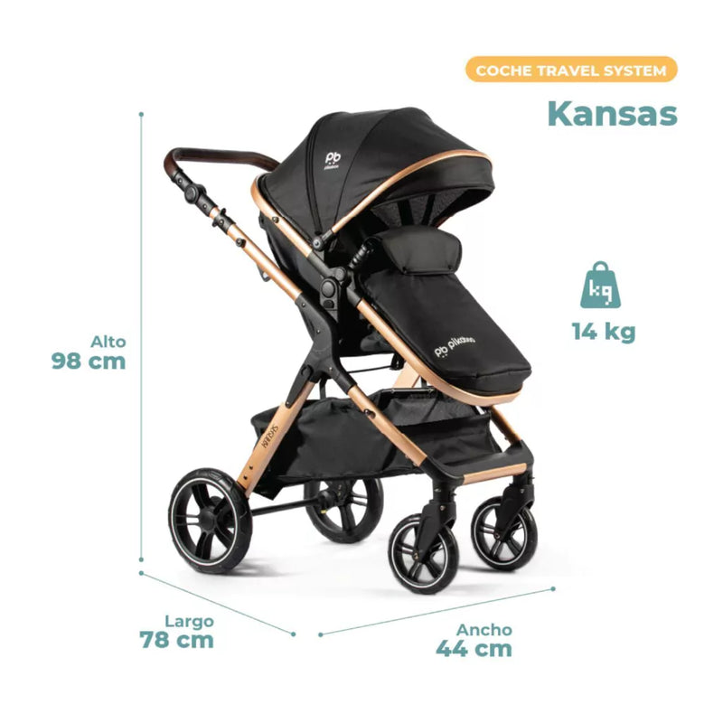 Coche Cuna Travel System Pikaboo Kansas Negro