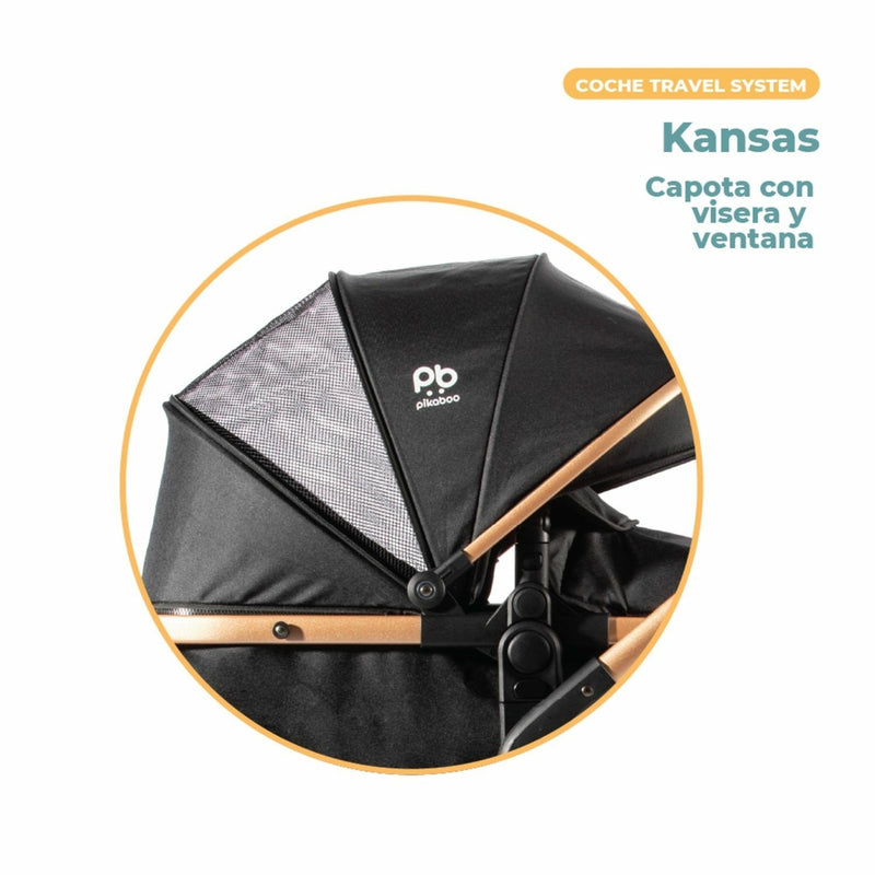 Coche Cuna Travel System Pikaboo Kansas Negro