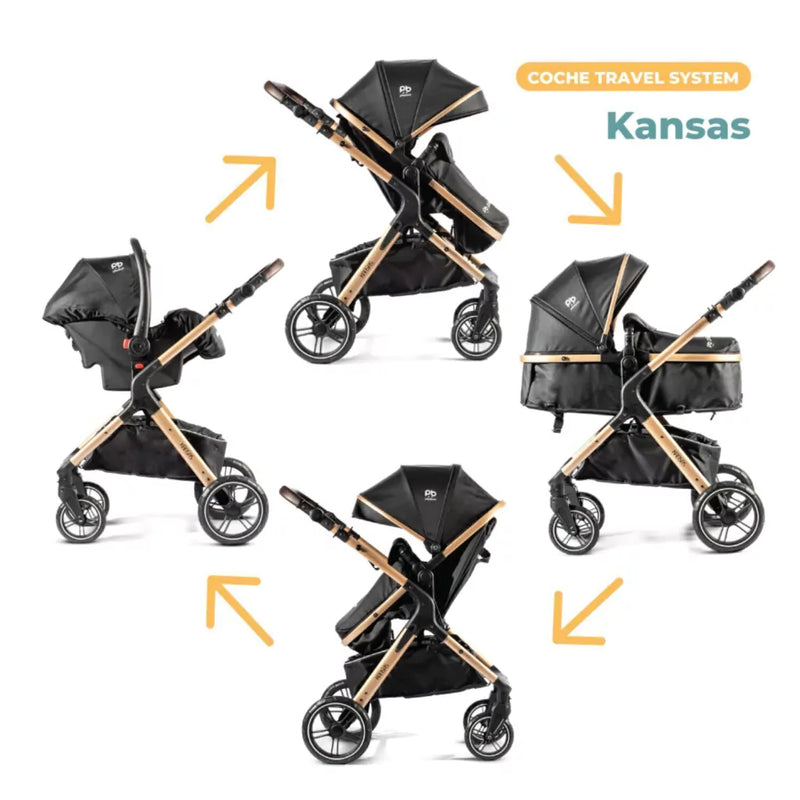 Coche Cuna Travel System Pikaboo Kansas Negro